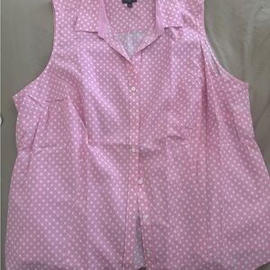Talbots Pink Sleeveless Button Down Shirt with Notched Collar